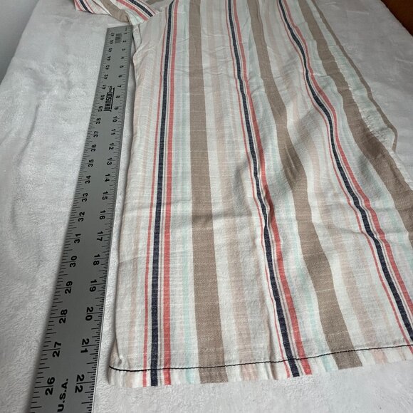 Cynthia Ashby Baggie Stripe Linen Pants Coral Size 1 Elastic Waist Relaxed New - Picture 10 of 11